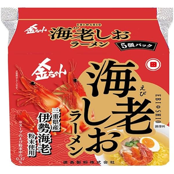 Amazon.co.jp: 徳島製粉 金ちゃん海老しおラーメン 5食パック×6